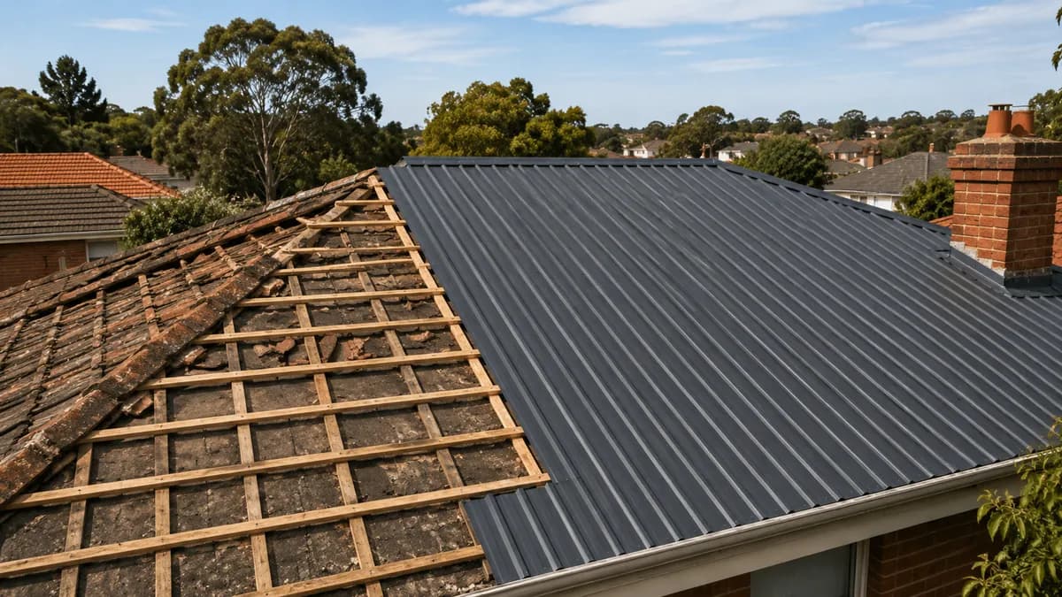 A restored Colorbond roof on a Melbourne home