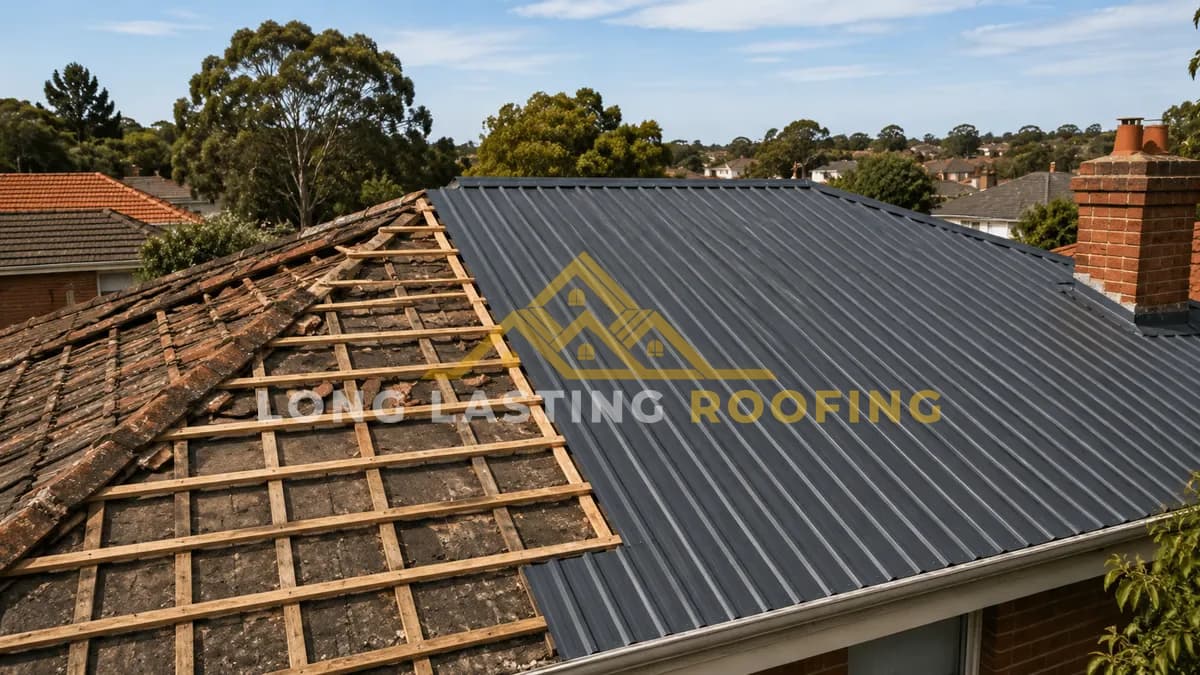 A restored Colorbond roof on a Melbourne home